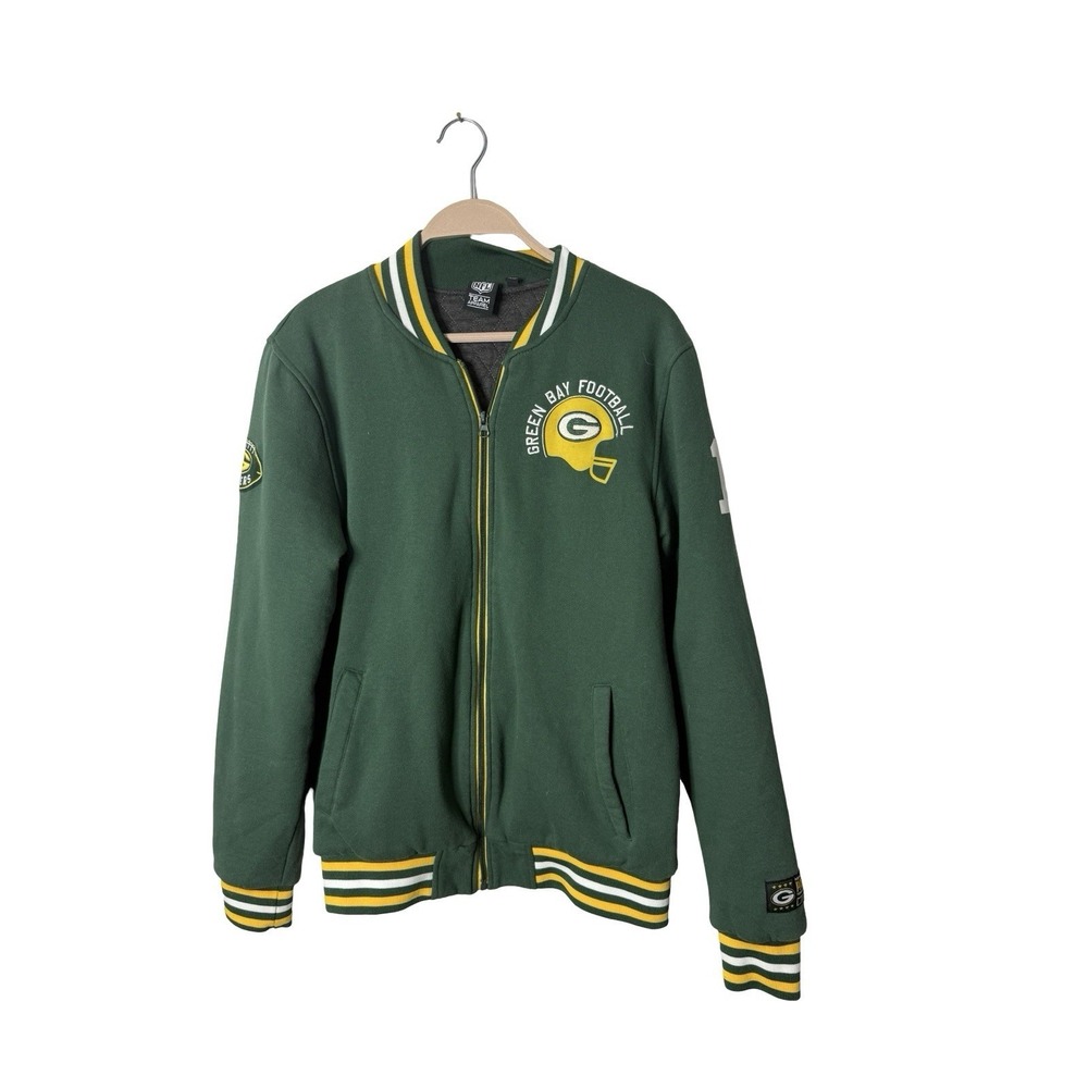 NFL Apparel Green Bay Packers Quilted Green Zip sweatshirt jacket Medium‎